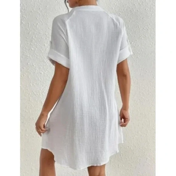 Women Button Down Tunic Dress V  Neck Swimsuit bikini Coverups - Picture 6 of 6